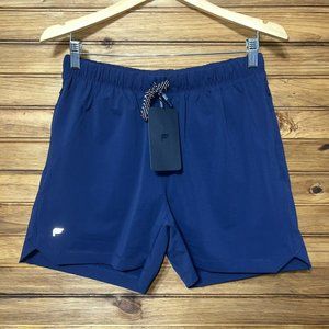 Fabletics The One 5" Inseam Lined Drawstring Shorts Mens Medium Navy Blue NEW